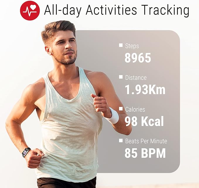 ZURURU Fitness Tracker with Blood Oxygen, 24/7 Heart Rate and Sleep Tracking, IP68 Waterproof Activity Sport Health Tracker Smart Watch with Step Counter Pedometer for Women Men