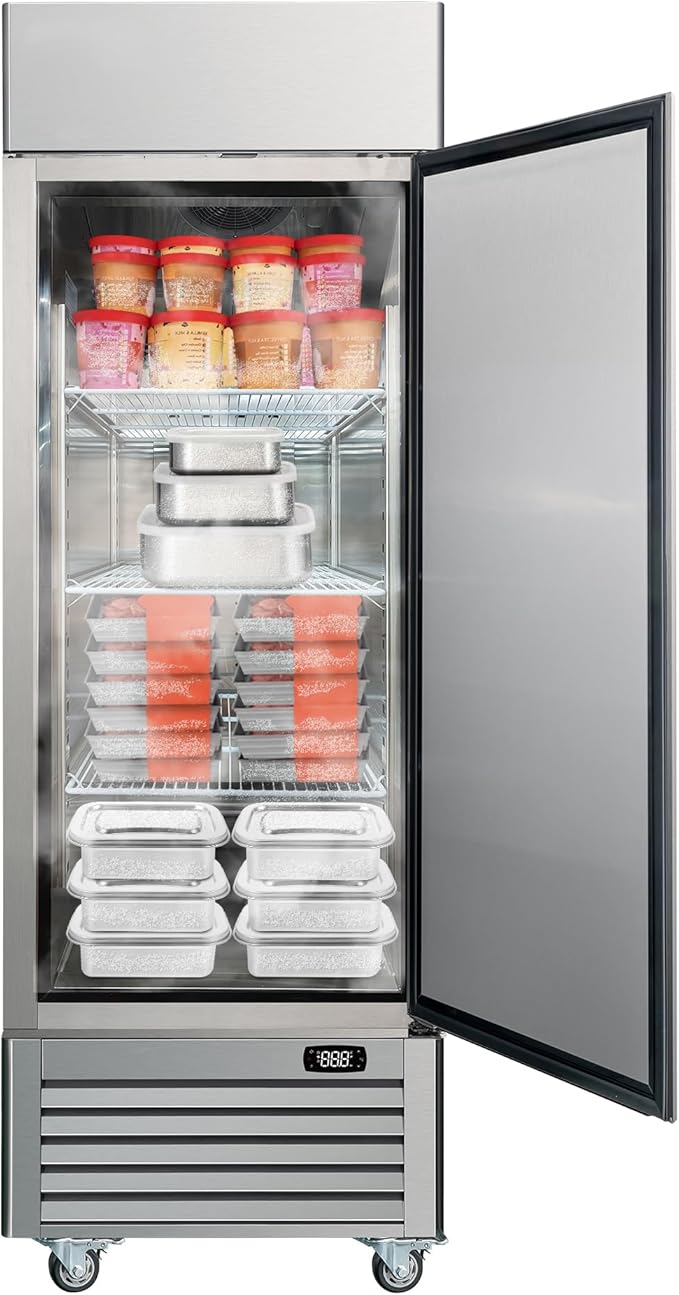 Kenmore Commercial Freezer – Upright Convertible Refrigerator, Frost Free, Congelador For Restaurant, Industrial Use, Cafe, Shop, Reach-In Full-Size 23 Cu.ft Stainless Steel