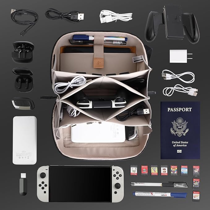 Electronic Organizer Travel Case Bag for Cables, Switch, SD card, Passport and More ??Ultimate Protection & Portability Waterproof (Grey)