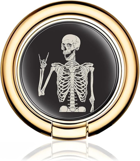 Cell Phone Ring Holder, Cute Metal Phone Grip Stand Finger Ring Kickstand, Flexible 360°Rotation Phone Tablet Case Accessories Compatible with Most Phones Cool Black Skull