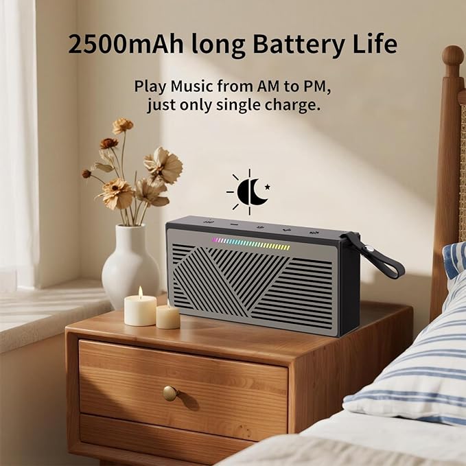 Bluetooth Speaker, Portable Wireless Bluetooth Speakers with HD Sound, IPX5 Waterproof Speaker with RGB LED Lights, Bluetooth5.3, TWS Pairing, Long Playtime, for Home/Party/Outdoor/Beach/Bathroom