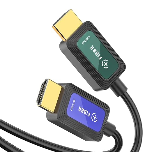 FIBBR Fiber Optic HDMI 2.1 Cable 15 ft 8K@60Hz 4K@120Hz 48Gbps VRR ALLM