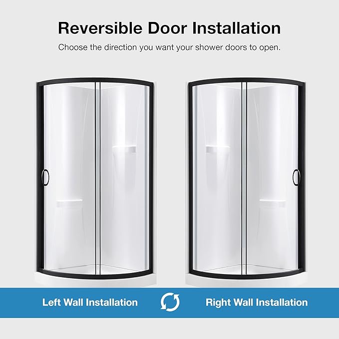 OVE Decors Breeze 32 in. Corner Shower Clear Sliding Door with Included Walls and Base in Black Finish