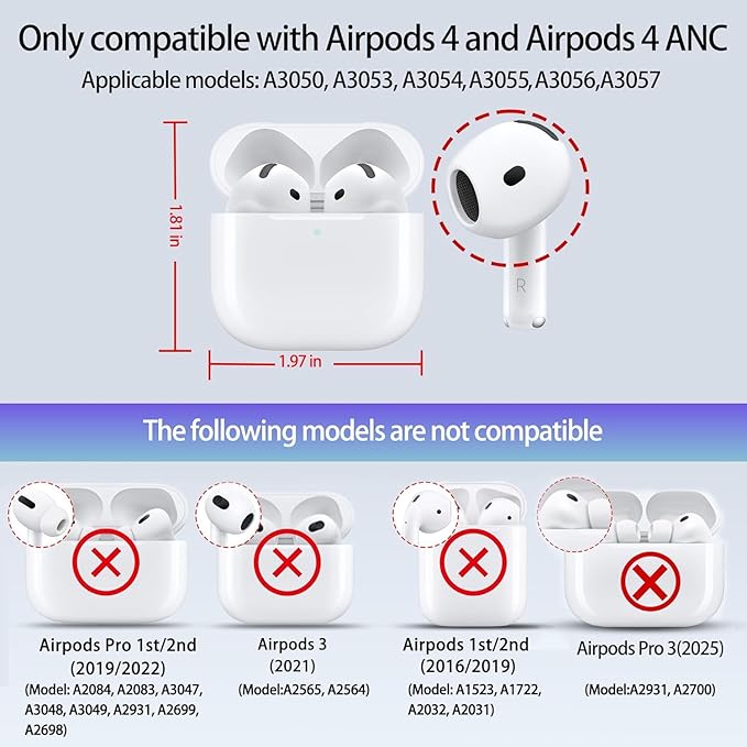 for AirPods 4 Case 2024 (4th Gen, A3058/A3059) - PU Leather & Hard PC Shockproof Cover with Keychain, LED Visible, Wireless Charging Compatible for Men Women Sports Enthusiasts, Rugby