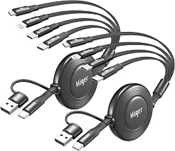 Dual USB-C Multi Charging Cable,6 in 1 Retractable Charger Cable[2Pack 4Ft]