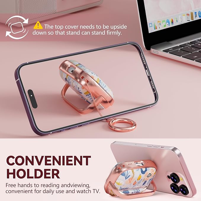 Inesore for AirPods Pro 3 Case 2025 with Lock, for Women Girly Floral Cute Case Compatible with Apple Airpods Pro 3rd Generation Cover, with Phone Stand,Keychain & Cleaner Kit-Blue Flower