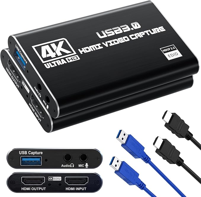 Guermok USB 3.0 HDMI Capture Card, 1080P 60FPS & 2K30 Video Capture Device