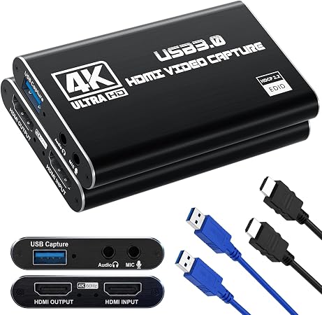 Guermok USB 3.0 HDMI Capture Card, 1080P 60FPS & 2K30 Video Capture Device
