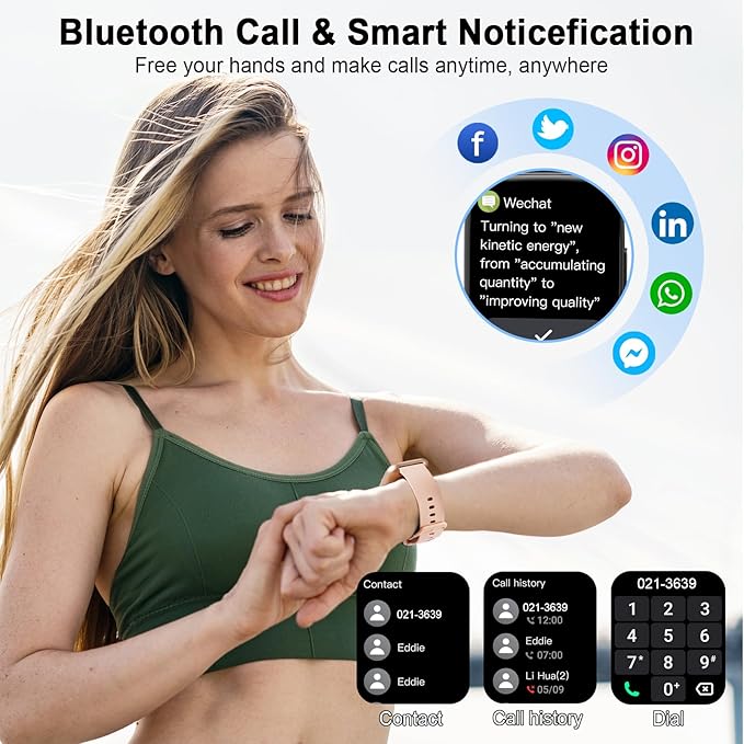 Smart Watch, 1.95" Smartwatch for Men Women(Answer/Make Call), Fitness Watch with 110+ Sports Modes/Heart Rate/Pedometer/Sleep Monitor, IP68 Waterproof Fitness Activity Tracker for Android iOS, Pink