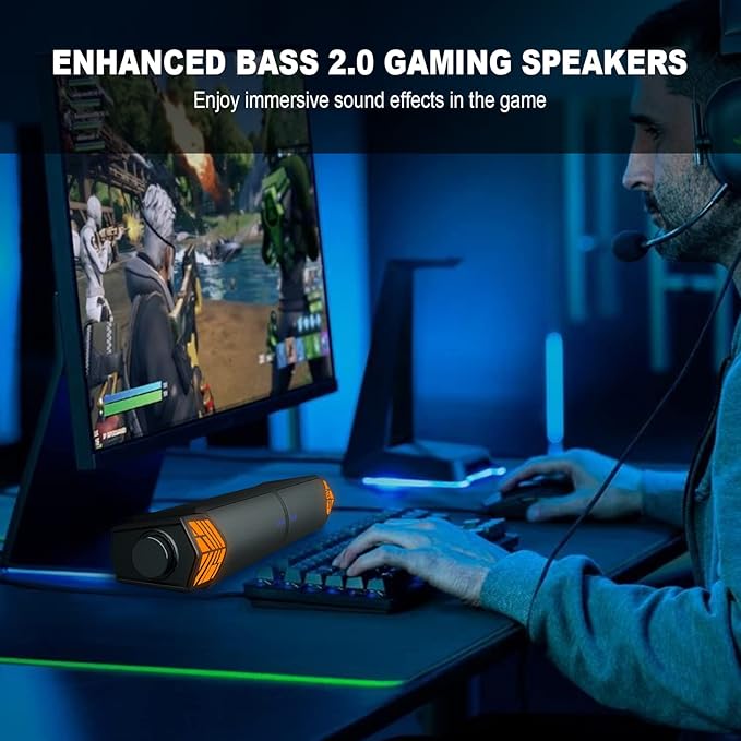 Smalody Gaming Speakers for PC, Computer Speakers for Desktop Monitor with Bluetooth, 2 in 1 Computer Speaker Soundbar, Can Be Split and Combined Freely