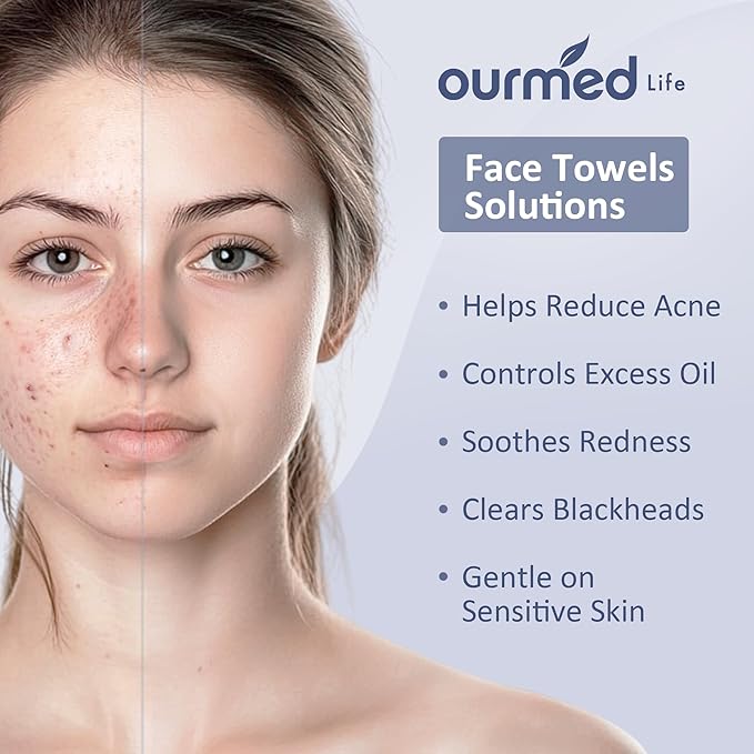 Ourmed Life Disposable Face Towel, 300 Count – Ultra Soft, Biodegradable Makeup Remover Wipes for Sensitive Skin, Clean Skincare Towels,Lint- free and Gentle Facial Towels for Daily Use，EF Texture