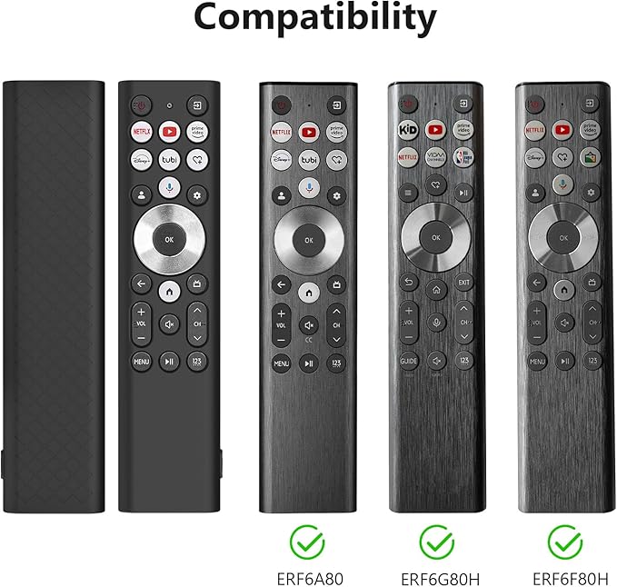 LEFXMOPHY ERF6A80 ERF6G80H ERF6F80H Cover for Hisense U6N U7N U8N U9N S7N Series 4K UHD Google Smart TV Remote Black Silicone Case