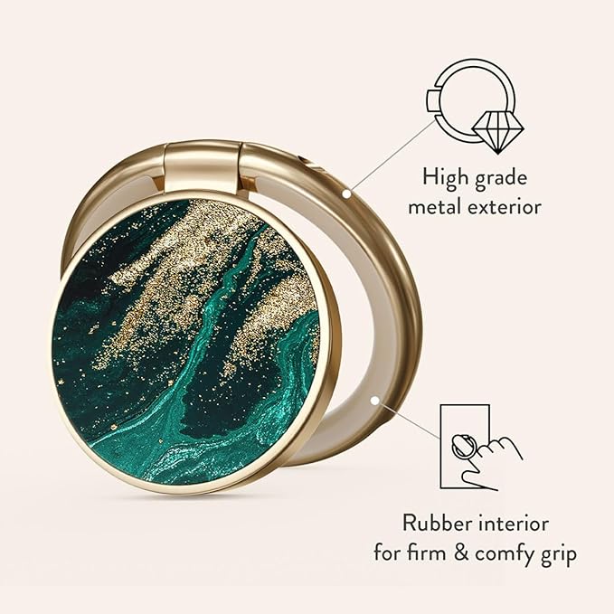BURGA Cell Phone Ring, Holder Grip and Stand - Finger Phone Grip for Back of Smartphone Case, Kickstand 360 Rotation Ring