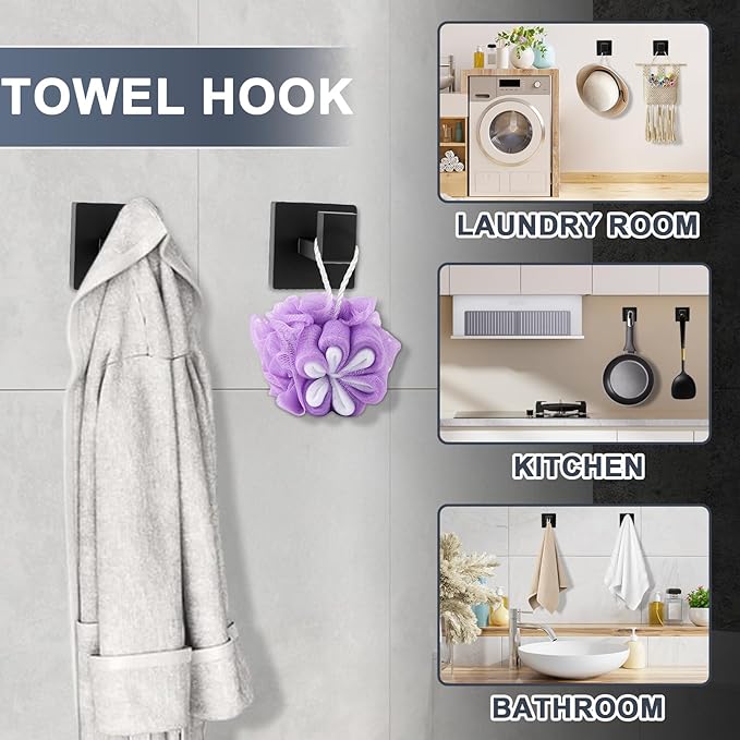 Matte Black Bathroom Hardware Accessories Set, 5 Pcs 304 Stainless Steel Bathroom Towel Holder Bar Set, Towel Rack and Toilet Paper Holder for Bathroom Wall Mounted