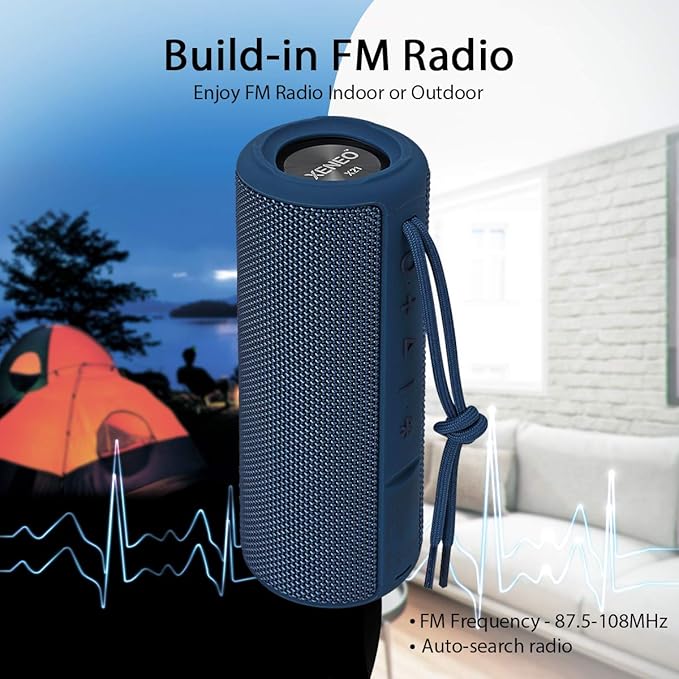 X21 Dual Portable Bluetooth Wireless Speakers Waterproof for Booming Stereo with FM Radio, Micro SD Card, IPX6, 30W for Outdoor, Home, Office, Party and Travel (Pack 2 Blue)…