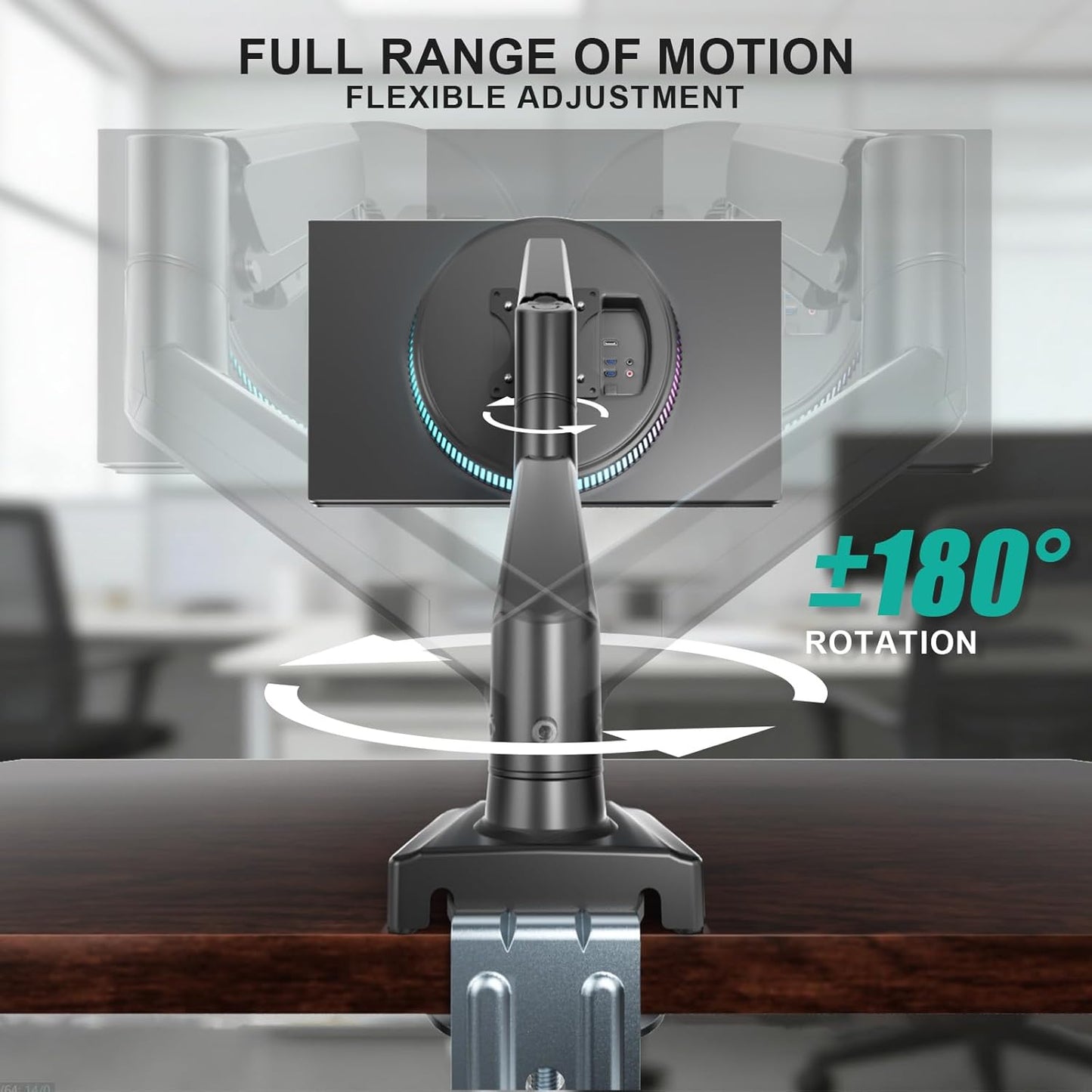 Single Monitor Arm — Full Motion, VESA 75/100mm, Up to 34"