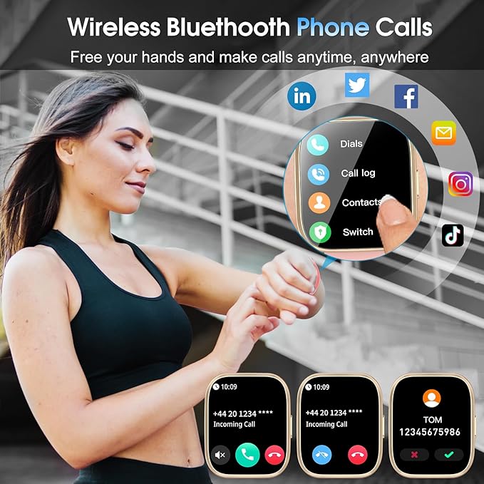 aycy Smart Watch for Men Women Bluetooth Call, 1.85" HD Touch Screen Fitness Watch with Sleep Heart Rate Monitor, 112+ Sports Modes, IP68 Waterproof Activity Trackers for Android iOS, Pink