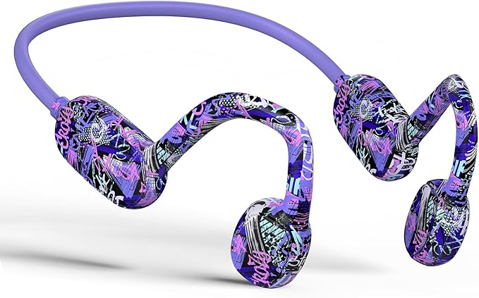 Kids Headphones, Bluetooth 5.2 Air Conduction Open Ear Headphones, 85dB Volume Limiting, Stereo Sound with Mic, IPX5 Waterproof, 20H Playtime, Perfect for School and Outdoor-Deep Blue