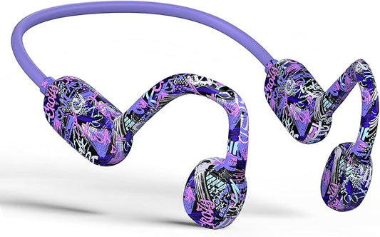 Kids Headphones, Bluetooth 5.2 Air Conduction Open Ear Headphones, 85dB Volume Limiting, Stereo Sound with Mic, IPX5 Waterproof, 20H Playtime, Perfect for School and Outdoor-Deep Blue
