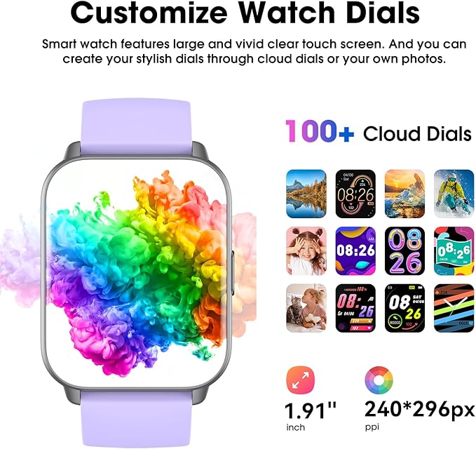 Smart Watch (Answer/Make Call) for Women Men, Fitness Tracker with Heart Rate, Blood Oxygen, Sleep Tracker, IP68 Waterproof Fitness Watch Step Calorie Counter Pedometer Compatible iPhone & Android