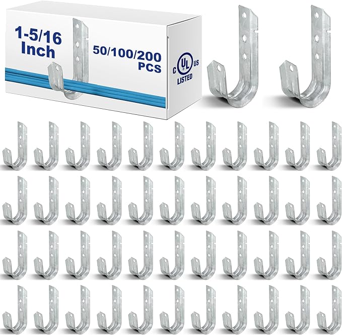 Gisafai 200 J Hooks for Hanging, Heavy Duty J Hooks, Metal Cable Hook for Wire Management, Ul Certification, G60 Galvanized Steel (1/5-16 Inch)