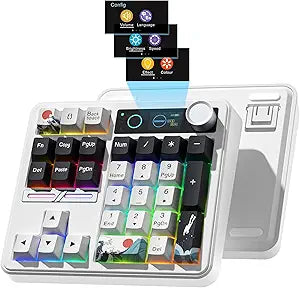 Womier SK30 Mechanical Numpad, Mini Keyboard with Screen & Knob, White