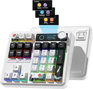 Womier SK30 Mechanical Numpad, Mini Keyboard with Screen & Knob, White