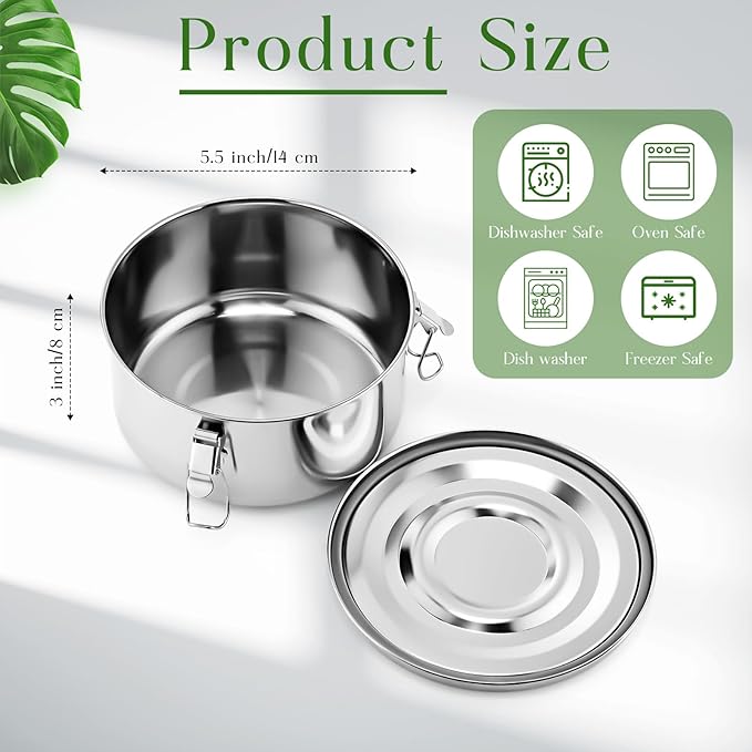 4 Pcs Stainless Steel Bento Box 36 oz Reusable 304 Stainless Steel Food Storage Containers with Lockable Clips to Leak Proof, Dishwasher Safe