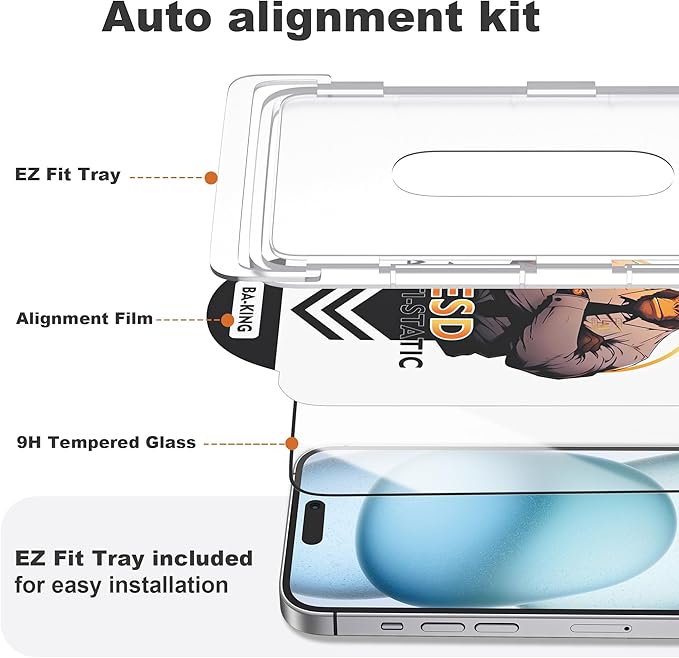 Compatible with iPhone 16 Case and Tempered Glass Screen Protector