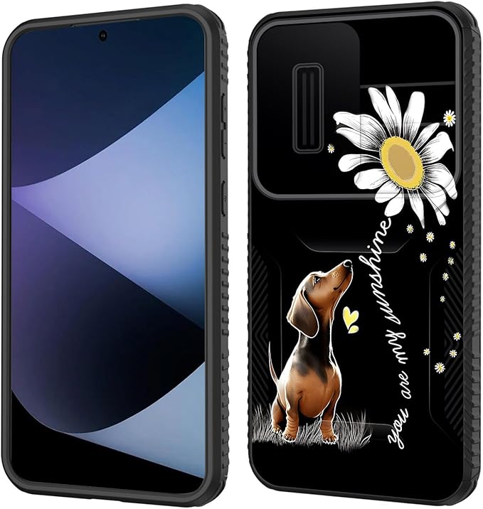 for Galaxy A35 5G Case Built in Slide Camera Lens Cover,Heavy Duty Shockproof Protection Dual Layer Case for Samsung Galaxy A35 5G 6.6 inch 2024,You are My Sunshine Dachshund