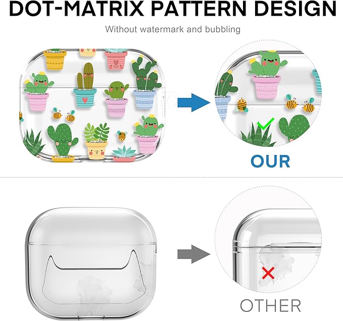 Maxjoy for AirPods Pro 3rd Generation Case, Clear AirPods Pro 3 Case for Women Girly Cute Soft AirPod Pro 3 Cover with Keychain Strap for AirPod Pro 3rd Gen Cover 2025, Cactus
