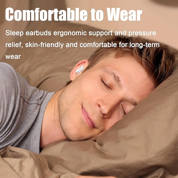 Sleep Headphones Wireless Bluetooth 5.3 for Side Sleepers Noise Cancelling Earbuds for Sleep Comfortable Noise Blocking Invisible Earbuds Ipx6 Waterproof Grey