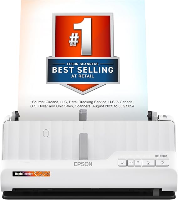 Epson RapidReceipt RR-400W Wireless Business Scanner Receipt Organization