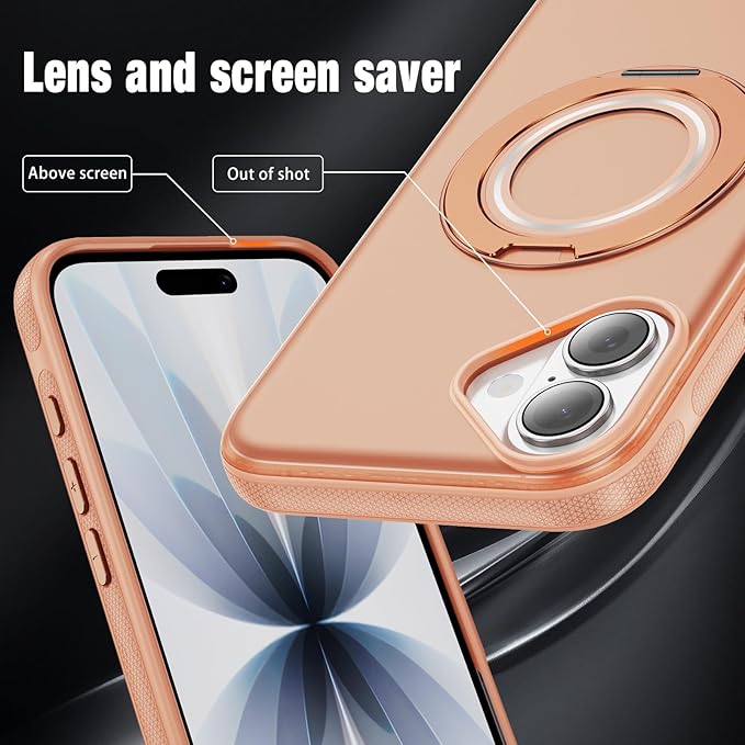 for iPhone 17 Case [Compatible with Magsafe] [15 FT Military Grade Drop Protection] with Screen Protector & Lens Protector,Shockproof Kickstand Phone Case for iPhone 17 (Orange)