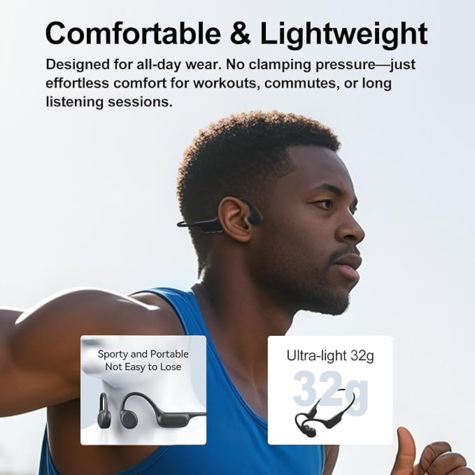 Bone Conduction Swimming Headphones, IPX8 Waterproof MP3 Player with Open-Ear Design, Bluetooth 5.4 Wireless Sports Earbuds for Swimming, Running, Cycling(Black)