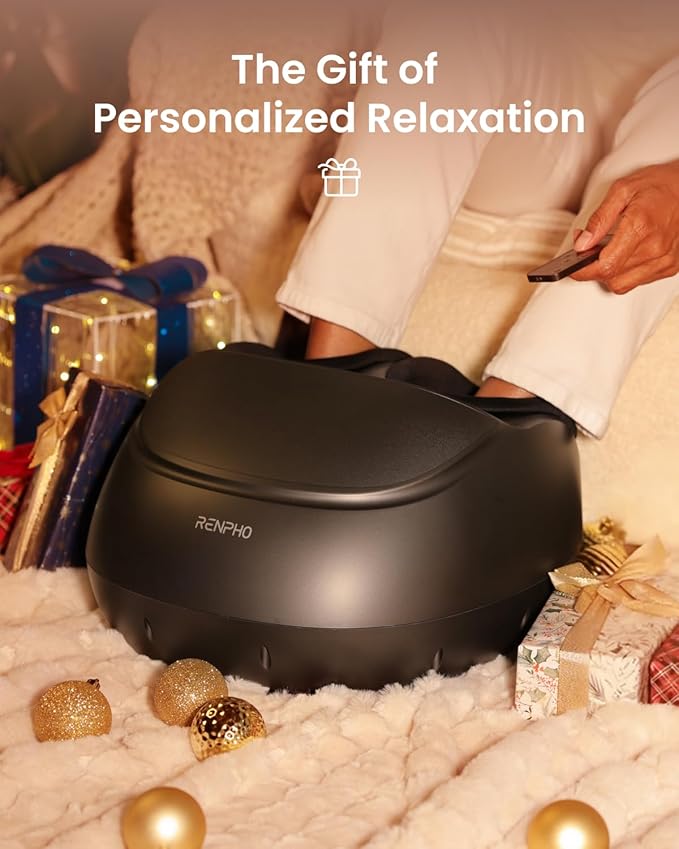 RENPHO Foot Massager Machine with Heat [2026 Upgraded], Shiatsu Foot Massager for Plantar Fasciitis, Christmas Gifts for Women, Cordless Control, FSA Eligible HSA Store Eligible, Up to Size 13, BK