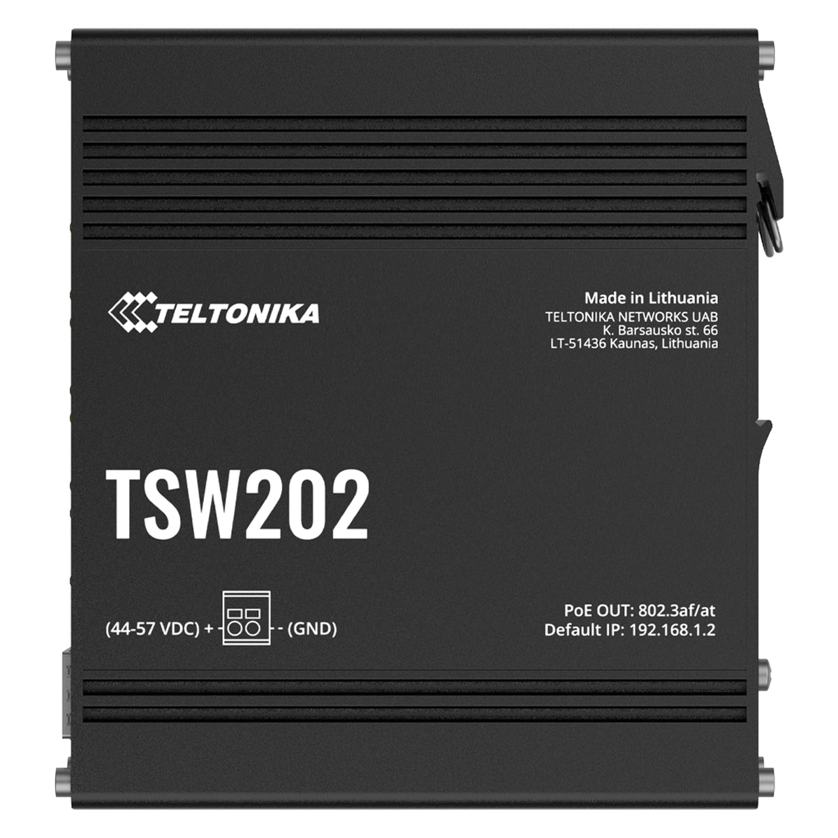 Teltonika TSW202 TSW202000001 Managed PoE+ Ethernet Switch, 8 Gigabit Ethernet Ports, 2 SFP Ports, Layer 2 with Layer 3 Features, PROFINET Certified, DIN Rail Mountable