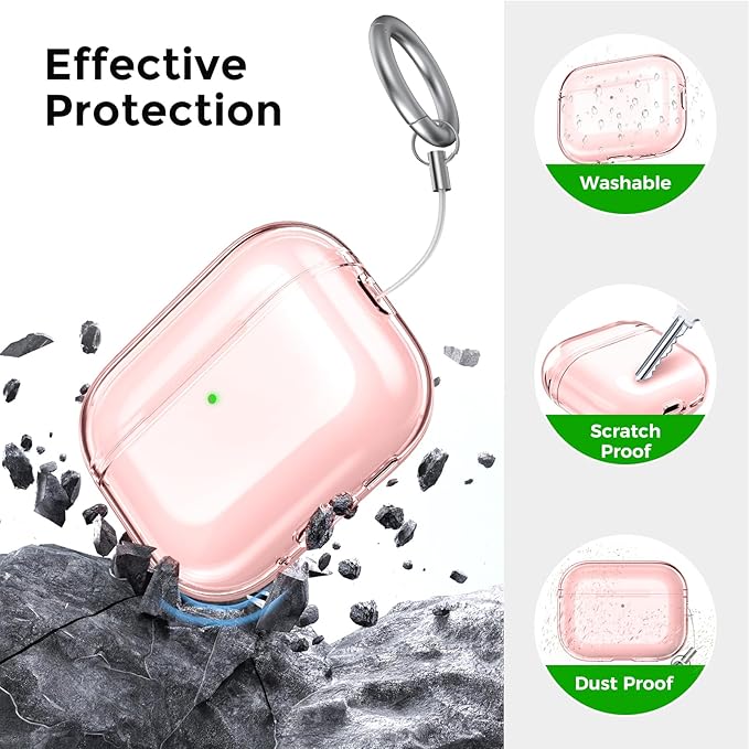 AhaStyle Clear Airpods Pro 3 Case Cover 2025 [Anti-Yellowing] Soft TPU Protective Skin for Apple AirPods Pro 3rd Generation Case with Cleaner Kit Support USB-C Charging Case and Wireless Charging