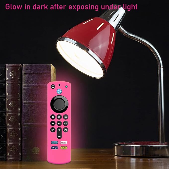 LEFXMOPHY Remote Cover for TV Stick 3rd Gen 2021 Glow in The Dark, Pink Silicone Case with Lanyard