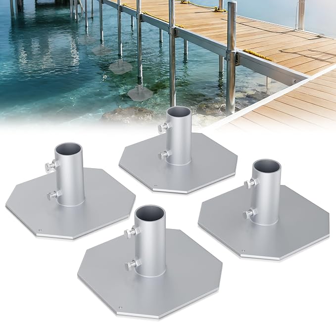 Stationary Dock Base Plate, Heavy Duty Floating Dock Bottom Pad, Galvanized Steel Dock Brackets Hardware,Dock Post Holder for Post Pole Pipe Leg, Support Docks & Stop Sinking in Mud Sand