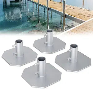 Stationary Dock Base Plate, Heavy Duty Floating Dock Bottom Pad, Galvanized Steel Dock Brackets Hardware,Dock Post Holder for Post Pole Pipe Leg, Support Docks & Stop Sinking in Mud Sand
