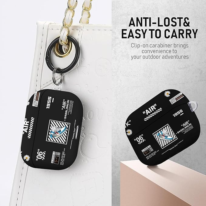 for Airpods Pro Case, Cute Cool Blue Shoes Pattern TPU Soft Cases for Airpods Pro Case 1st Gen, Shockproof for Airpods Pro 2019 Case Men Women with Cleaner Kit & Keychain