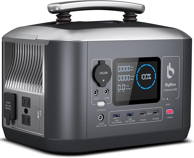 [Returnable]BigBlue 537.5Wh/600W Portable Power Station with 10ms UPS and 100W USB-C,Cellpowa600 Solar Generator with Pass-through Charging, LFP Battery Backup for Camping/RV/Power Outage/Off-grid Use