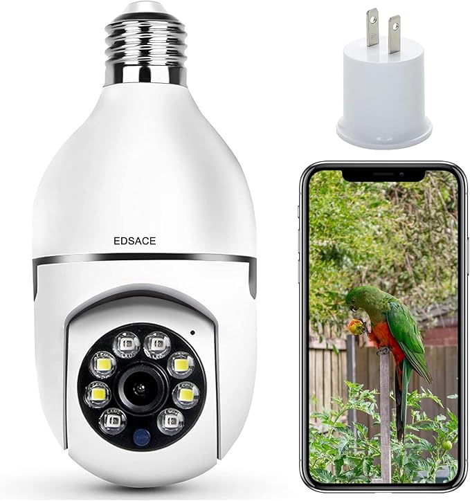 Light Bulb Security Camera,WiFi 5G 2.4GHz WiFi E27 360 Degree Light Socket Camera, Wireless with Motion Tracking Alarm, Color Night Vision,Two-Way Audio