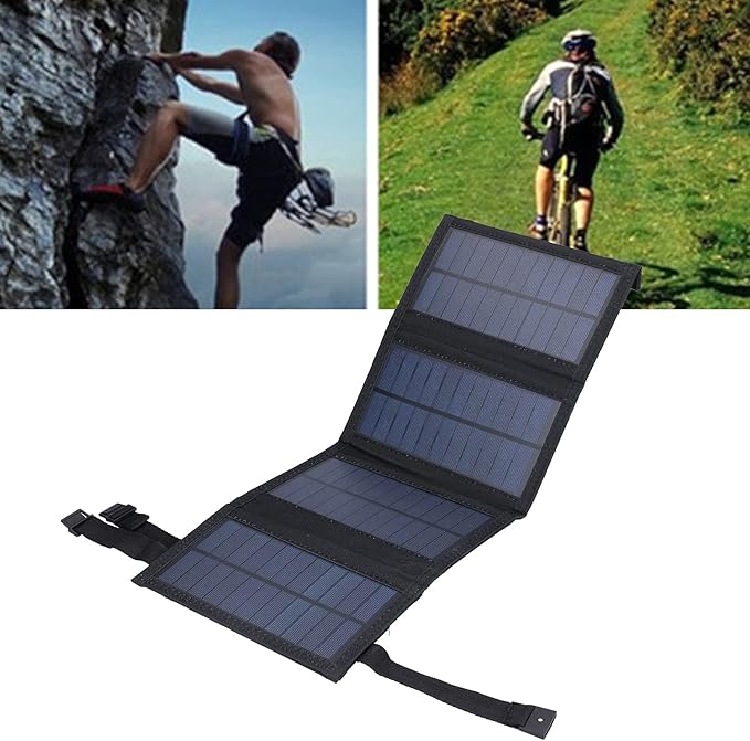 Backpack 20W USB Solar Panel - Foldable Portable Charger with Oxford Fabric, Intelligent Charging for Outdoor Devices (Black)