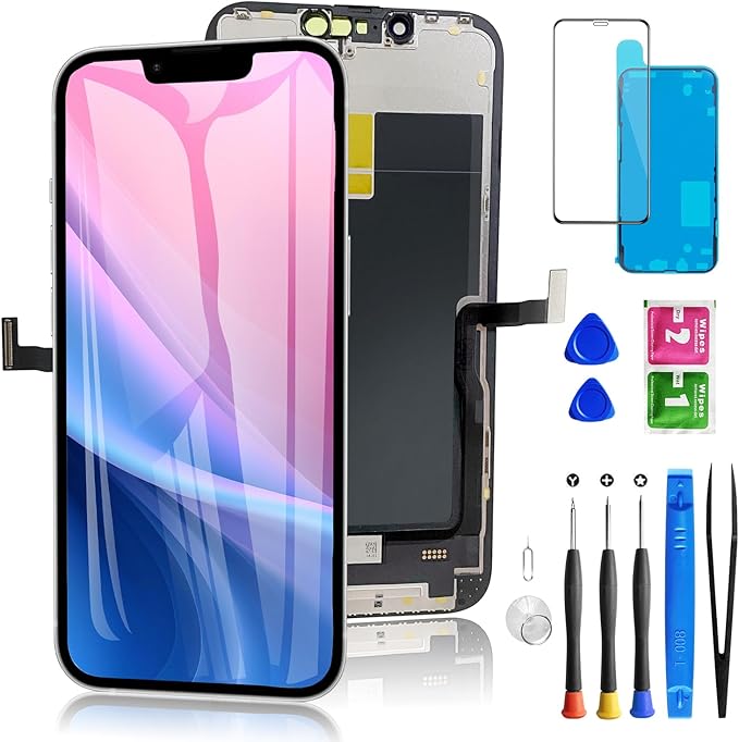 for iPhone 13 Pro Screen Replacement 6.1 Inch, Diykitpl 3D Touch LCD Display for A2483, A2636, A2638, A2639, A2640, with Repair Tools Kit+ Waterproof Frame Adhesive Sticker+Screen Tempered Protector