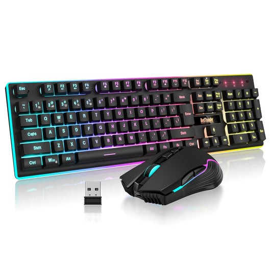 RedThunder K10 Wireless Gaming Keyboard and Mouse Combo - LED Backlit