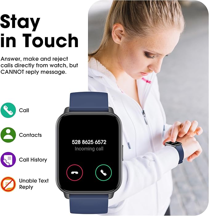 Smart Watch (Answer/Make Call) for Women Men, Fitness Tracker with Heart Rate, Blood Oxygen, Sleep Tracker, IP68 Waterproof Fitness Watch Step Calorie Counter Pedometer Compatible iPhone & Android