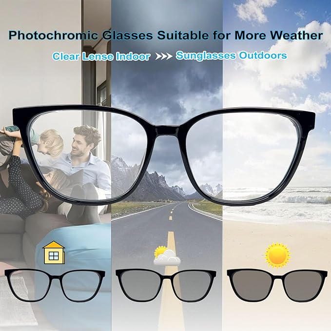 Smart Glasses with Photochromic Lenses for Men and Women AI Translation Smart Glasses with Translator 164 Languages IP67 Waterproof Bluetooth Glass Blue Light Protection