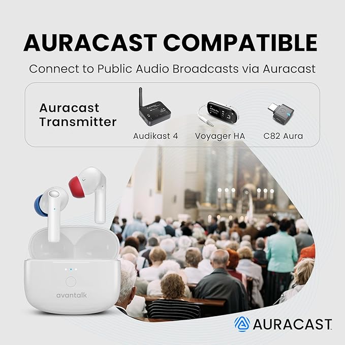 Avantalk Infinity NC – Next-Gen Auracast & LE Audio Bluetooth Earbuds with Active Noise Cancelling, aptX Adaptive, Low-Latency Audio, Custom EQ App & Clear Voice Calls, for TV, Phone & PC